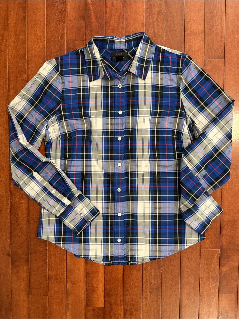 J. Crew Women’s Blue Plaid Button-Down Perfect Shirt Size 6